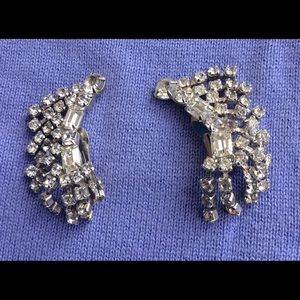 Vintage Rhinestone Clip on Earrings